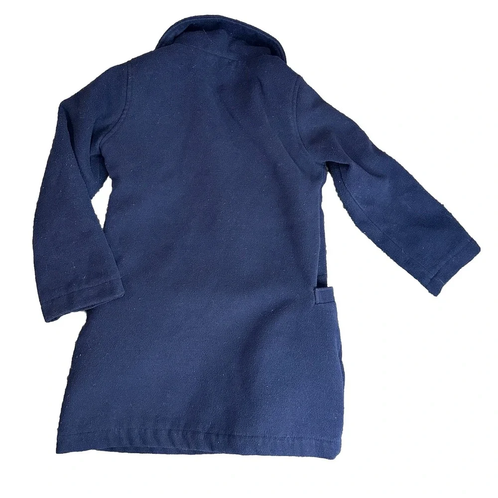 Pea Coat Girls Size 5 Navy Pink‎ Polka Dot Zip Up double Breasted trenchcoat